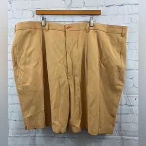 Saxony Big & Tall Mens Size 52 Golden Mustard Dress Shorts Polyester/Rayon Blend
